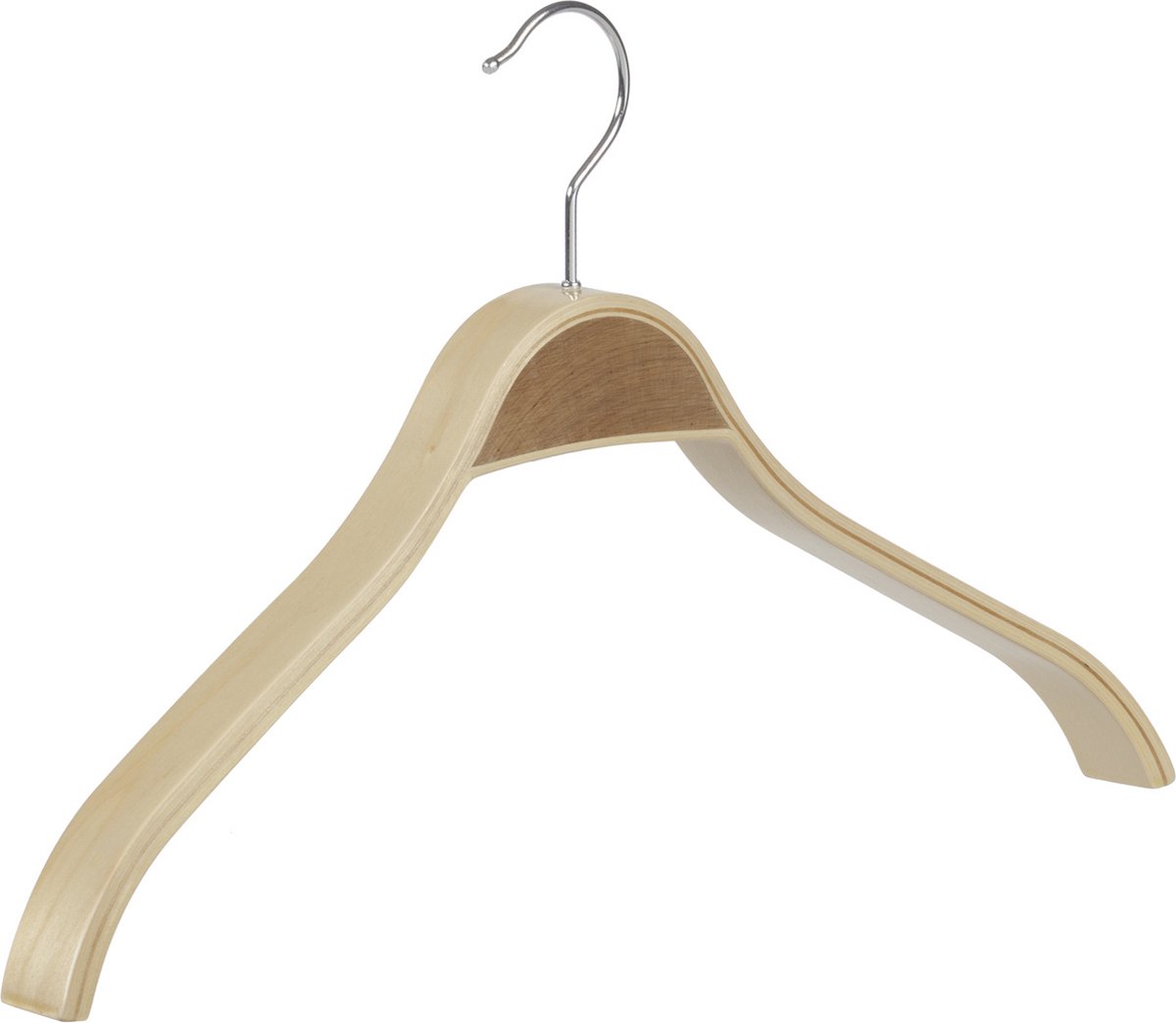 De Kledinghanger Gigant - Mantelhanger - Kostuumhanger - Jassenhanger - Volwassenen - 7752 - 20 Stuks - Berkenhout - Naturel Gelakt - Schouderverbreding 2,8 cm - 46 cm - Kledinghanger - Kleerhanger (7752/20)