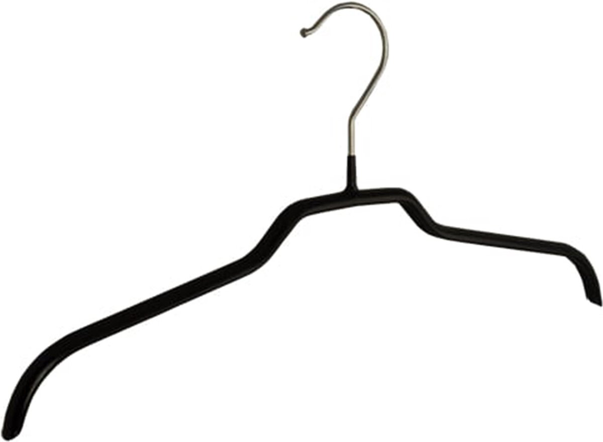 De Kledinghanger Gigant - Kledinghanger - Kinderen - 8309 - 50 Stuks - Blousehanger - Shirthanger - metaal - Zwart - Anti-slip Coating - 35 cm - Kleerhanger (8309_00/50)