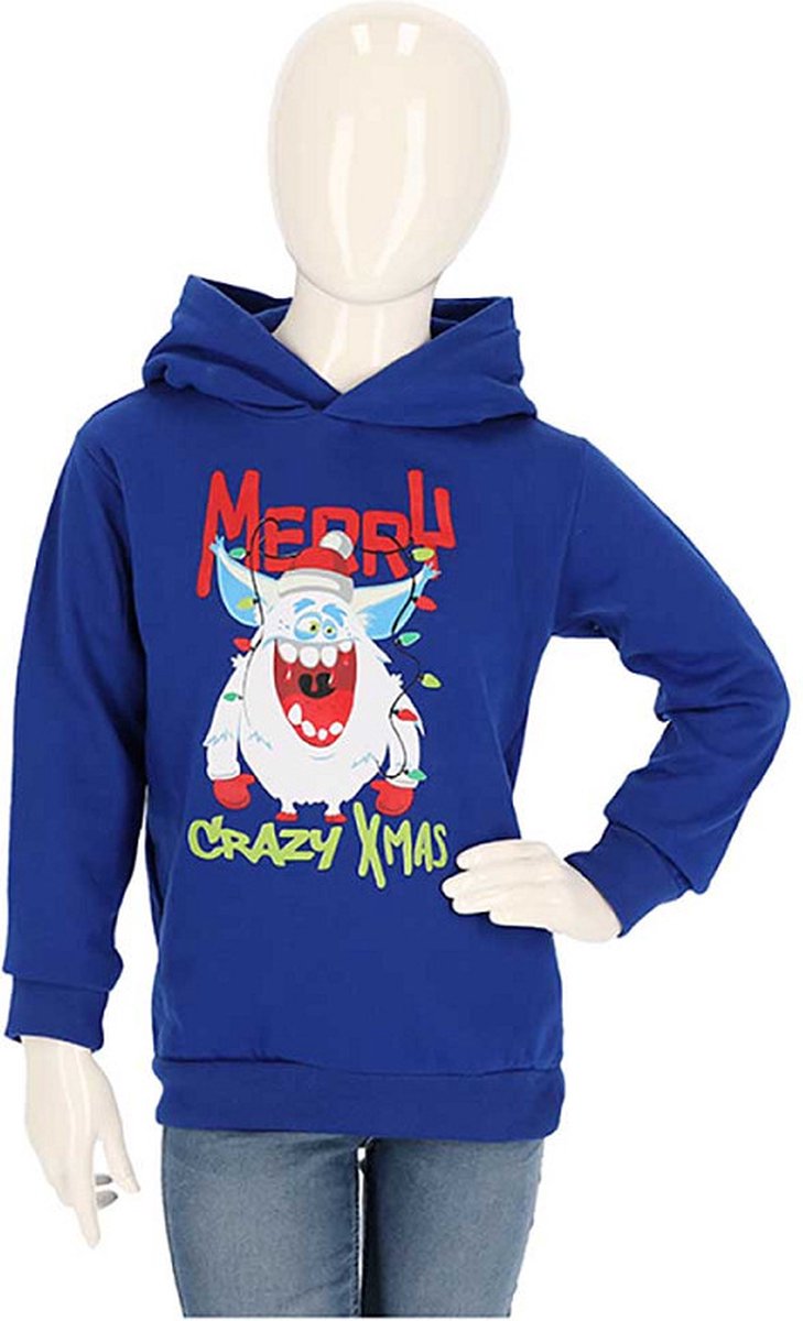 Kerst Hoodie kinderen - Blauw - Maat 104/110 - kersttrui jongens - kersttrui meisjes - kerst trui kinderen - kersttrui kinderen