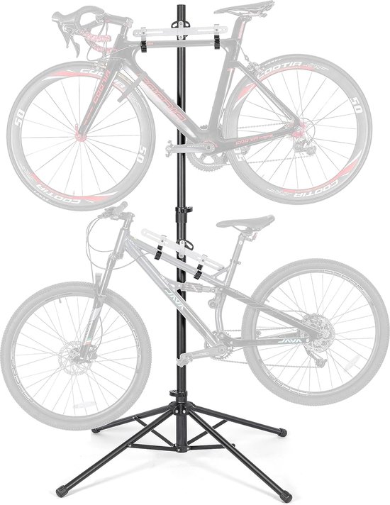 TLGREEN Fietsstandaard, vloerstandaard, fietshouder, eenvoudige montage, bandbreedtes tot 80 mm, 20-29 Inch,vrijstaande fietsstandaard voor thuis, bergruimte, garage, zwart