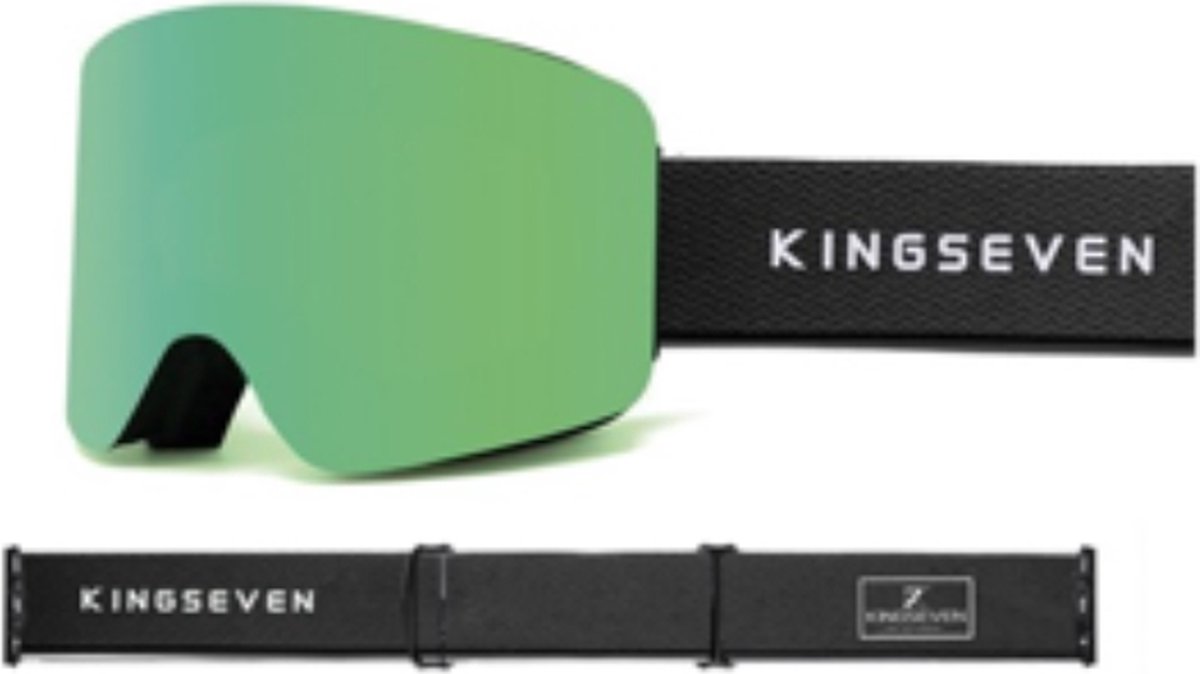 KingSeven - Randloze Unisex Skibril met UV400 en Polarisatiefilter - Groen - Model Z295
