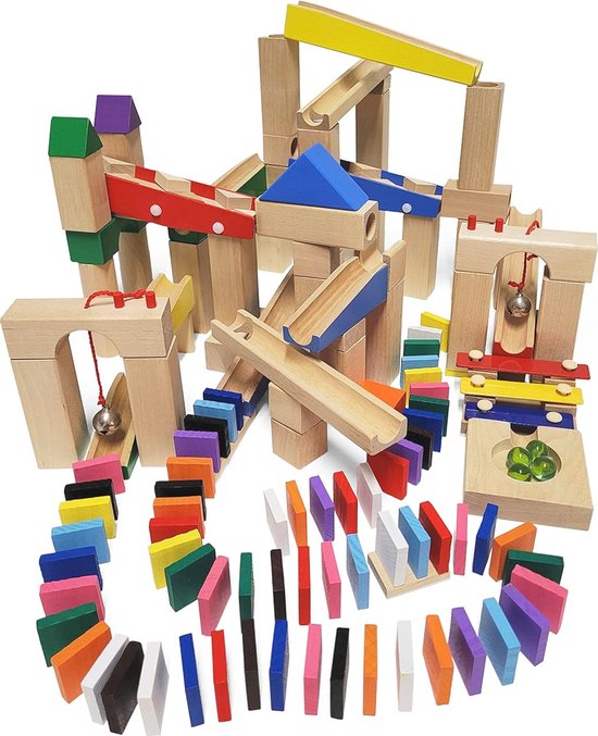 200-delige Kogelbaan Set voor Kinderen van Beukenhout - Speelgoed voor Creativiteit en Leren