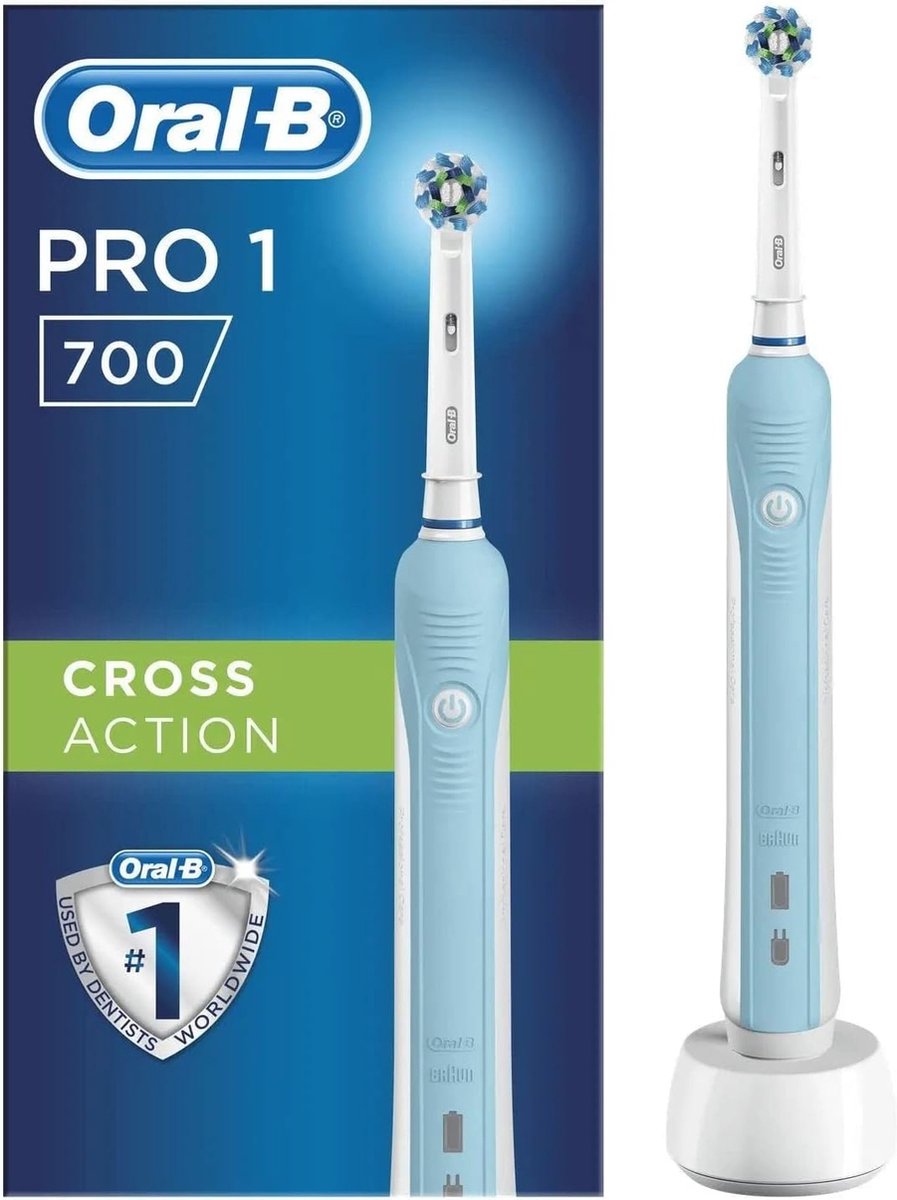 Oplaadbare elektrische tandenborstel met Cross Action technologie - blauw