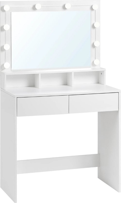 Vanity Desk Set, Make-up Vanity met 3-kleuren verstelbaar aanraaklicht, kaptafel met 4 grote ladekisten, moderne slaapkamerijdelheidstafel voor damesmeisjes (Kleur: Wit, Maat: L-70cm/27.5in Vanity Desk Set, Make-up Vanity met 3-kleuren verstelbaar aanraaklicht, kaptafel met 4 grote ladekisten, moderne slaapkamerijdelheidstafel voor damesmeisjes (Kleur: Wit, Maat: L-70cm/27.5in