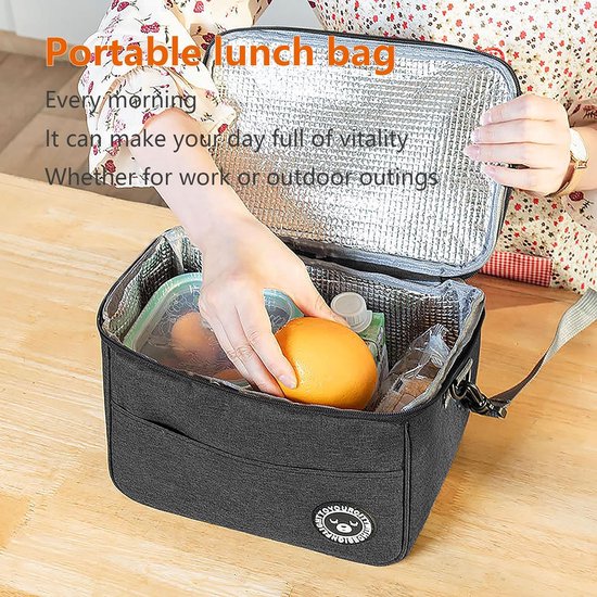 Lunchtas - Koeltassen - Picknicktas - Handvat Riem - Lunch Bag - Oxford-doek - waterdicht - zwart - Geïsoleerde Koeltas - 24*14*17cm van Merkloos — afbeelding 4
