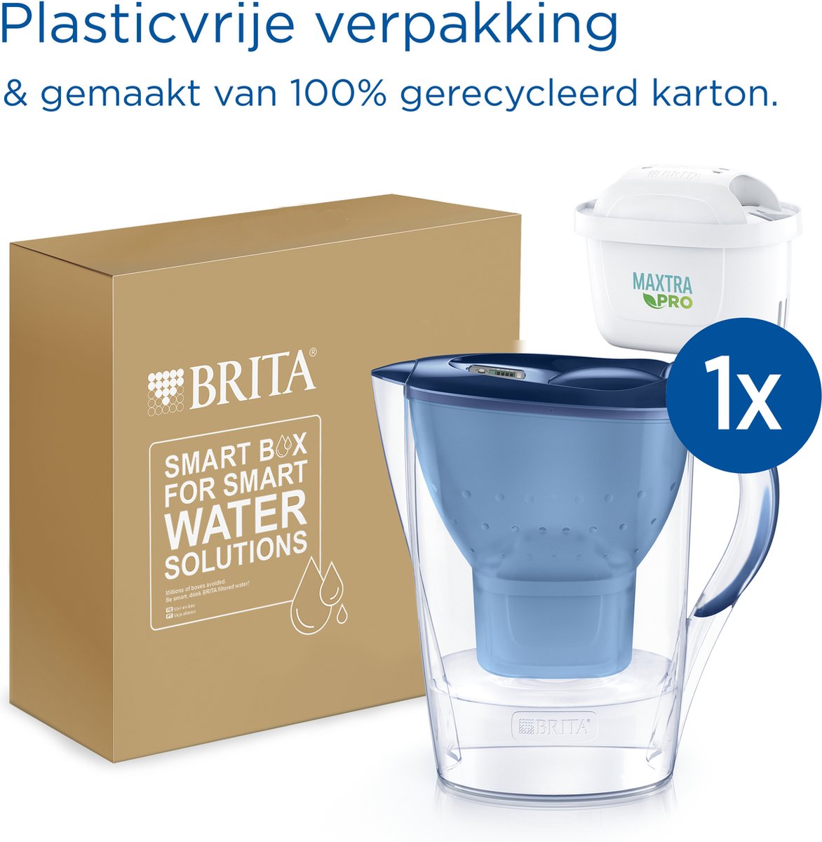 BRITA Waterfilterkan Marella Cool + 1 MAXTRA PRO Filterpatroon - 2,4 L - Blauw | Waterfilter, Brita Filter - (SIOC) Duurzaam verpakt