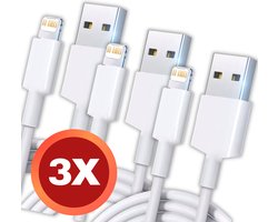 3x Oplader - Geschikt voor Lightning naar USB A Kabel - Oplaadkabel geschikt voor iPhone X/11/12/13/14 - Opladers - Wit