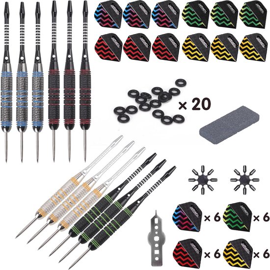 Professionele stalen dartpijlen set met 12 stuks, 24 gram en accessoires van Pro — afbeelding 3