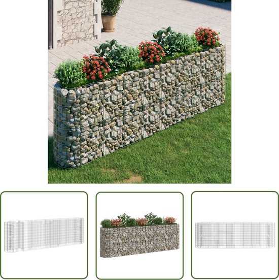 Jardinière en gabion surélevée The Living Store - 330 x 50 x 100 cm - Argent - Fer galvanisé