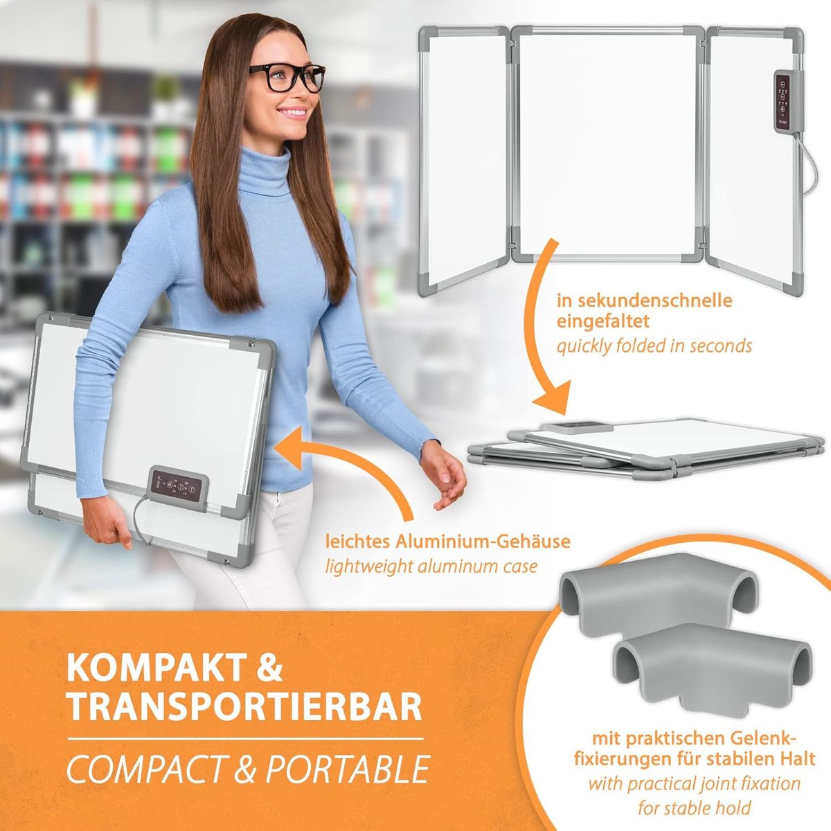 Infrarood paneel - Bureau verwarming – Verwarmingspaneel - Elektrische kachel – Mobiele Infraroodverwamer – Heater – Kachel – 53 x 108 cm – 350W – 3 Warmtestanden – foto 8