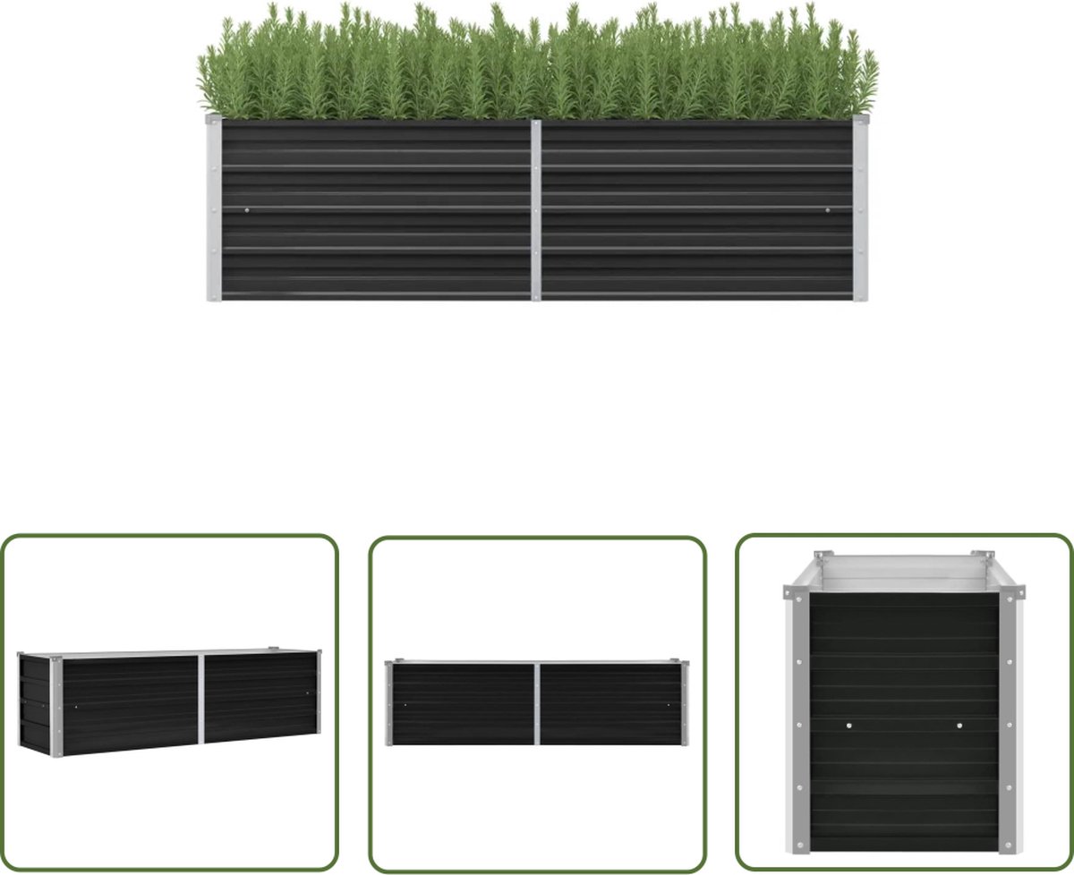 vidaXL Plantenbak verhoogd 160x40x45 cm gegalvaniseerd staal
