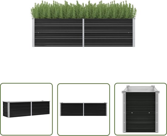 vidaXL - Plantenbak - verhoogd - 160x40x45 - cm - gegalvaniseerd - staal - antraciet