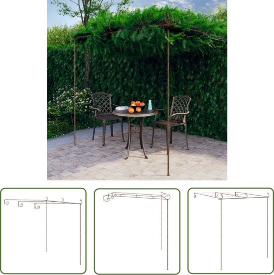 The Living Store Tuinpergola - Smeedijzer - 3x3x2.2/2.5m - Antiekbruin