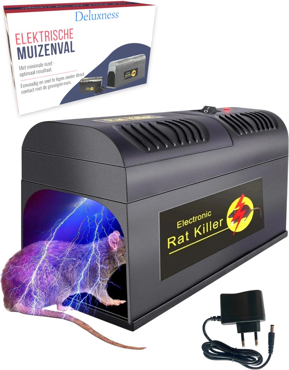 Deluxness® - Elektrische Muizenval - Rattenval - Muizenverjager - Muizenval voor Binnen - voor Buiten - 6000 tot 8000V - Muizenvallen - 100 % Pakkans - 2 stuks