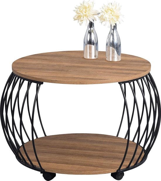 2-Laags Ronde Salontafel – Industriële Stijl