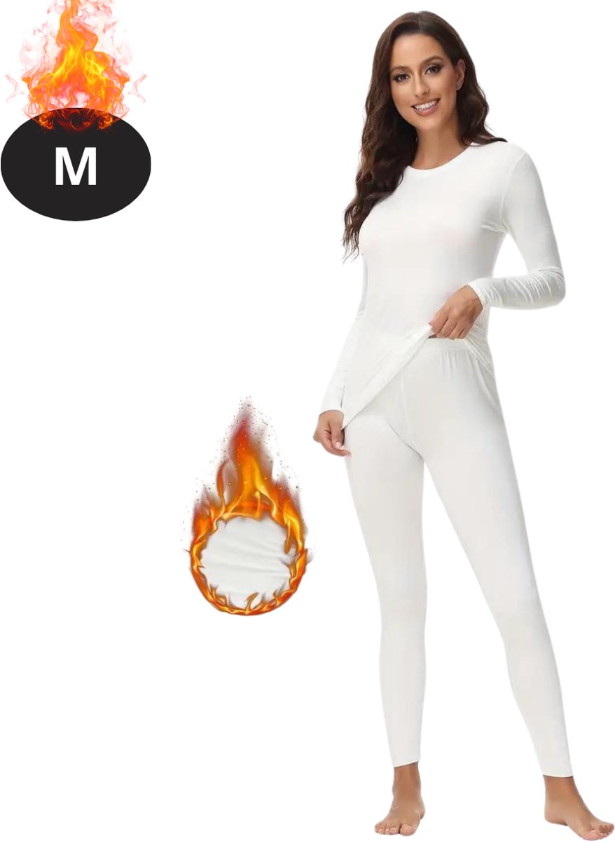 Bovista Thermokleding Dames – Thermobroek – Thermoset – Thermolegging – Winter – Thermoshirt – Ivoorwit – M