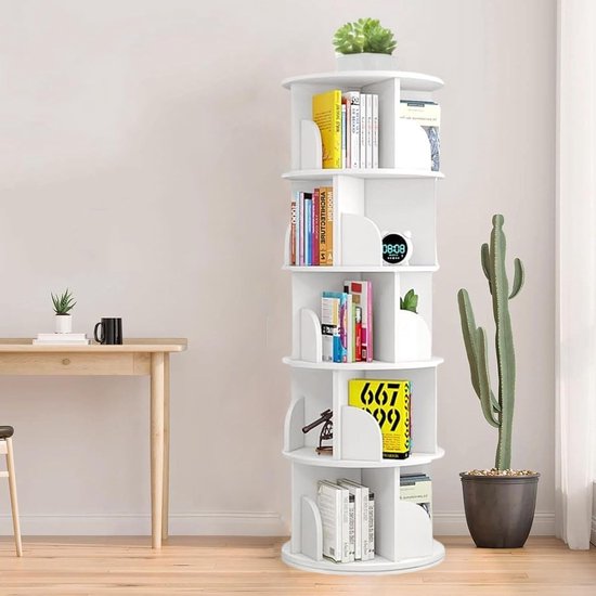 Staande boekenkast Boekenplanken met 4 niveaus 360° draaibare boekenplank Scandinavische meerlaagse boekenplanken Luxe vloerstaande boekenplank Staande boekenkast Boekenplanken met 4 niveaus 360° draaibare boekenplank Scandinavische meerlaagse boekenplanken Luxe vloerstaande boekenplank