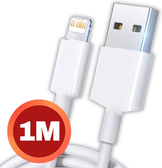 Oplader - Geschikt voor Lightning naar USB A Kabel - Oplaadkabel geschikt voor iPhone X/11/12/13/14 - Opladers - Wit