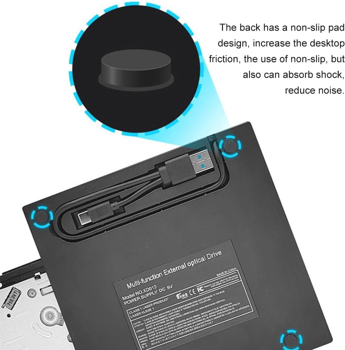 Image of 7 in 1 USB Type C Externe DVD/CD Brander met SD/TF-poort - Draagbare Optische Drive voor Laptop