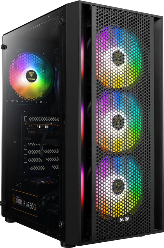 AMD Ryzen 7 5700G 8-Core RGB Game Computer Compleet / Gaming PC - 32GB RAM - 1TB M.2 SSD - Windows 11 PRO - WiFi - Gamdias Aura GC2