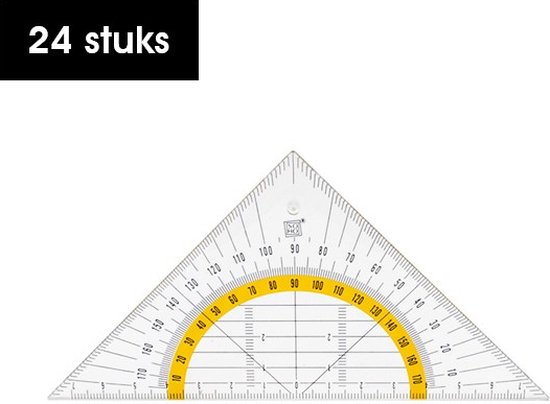 SOHO Geodriehoek – Transparent – ​​Instrument de mesure portable – Accessoires de mesure compacts – Outils de dessin – 15 cm – Jaune – 24 pièces