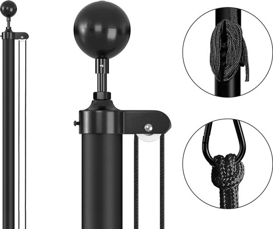 Mât de drapeau divisible 8 mètres Fairybell noir