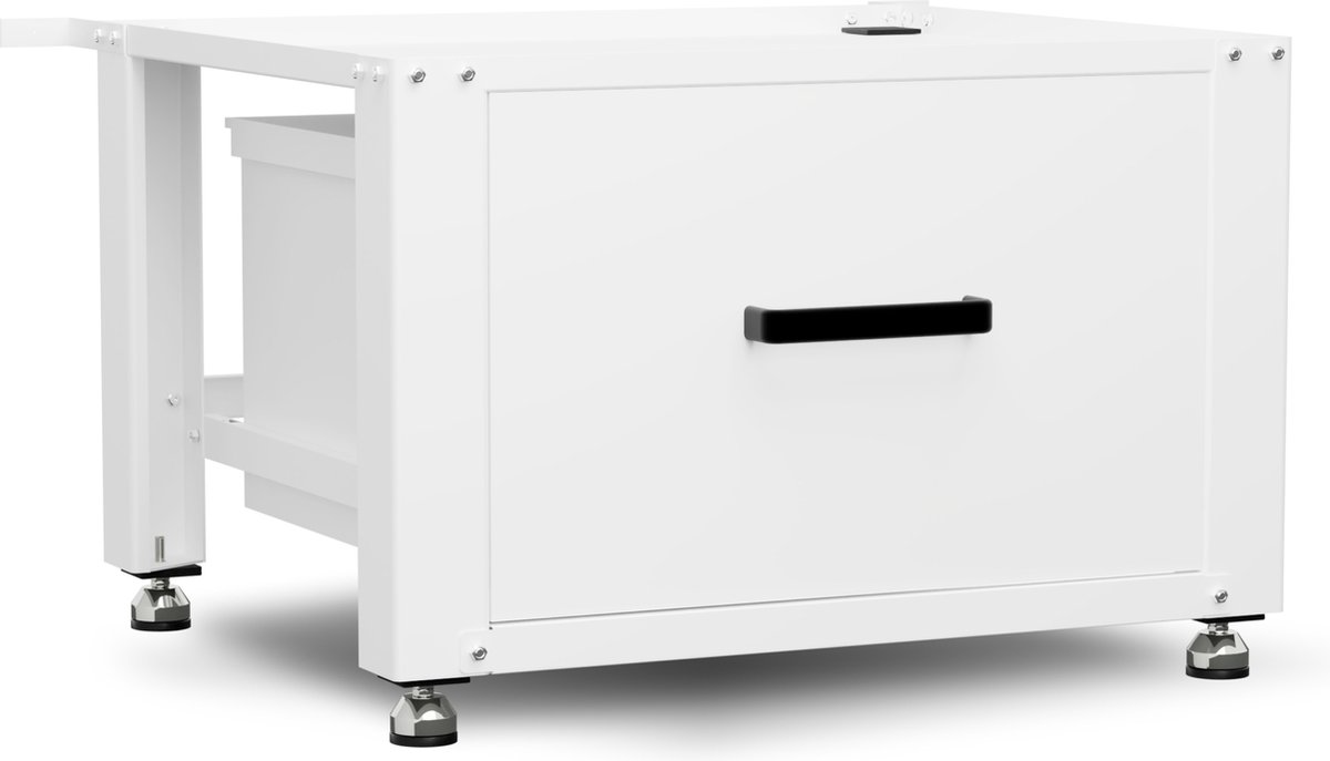 Bodo® - Wasmachine Verhoger - Kast - Ombouw met Lade - Wit - 61x58x44-48cm