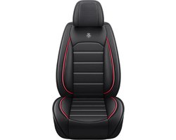 Bealive® Auto stoel hoes - Car seat cover - Stoel overtrek auto - Zwart met rode details - Stoel beschermer - Afneembaar - Wasbaar - Kunst leer