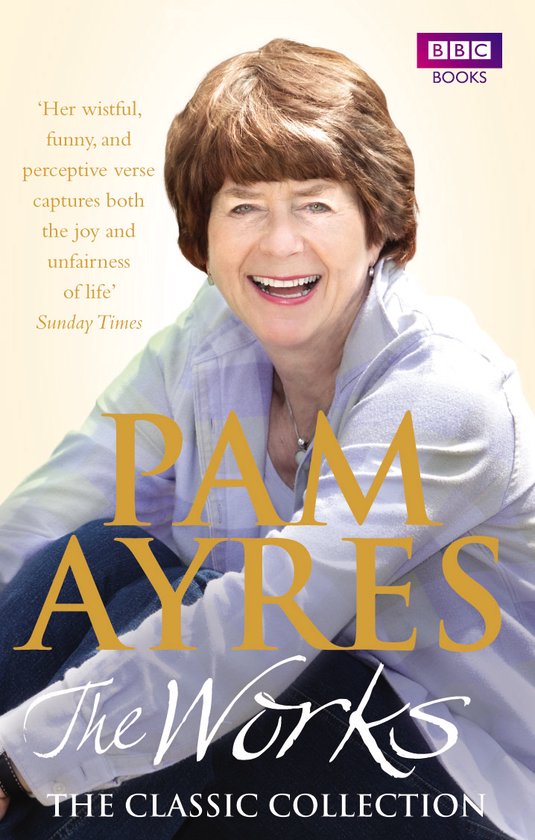 Pam Ayres in een lichtblauwe blouse en spijkerbroek, met de titel 'The Works The Classic Collection'.