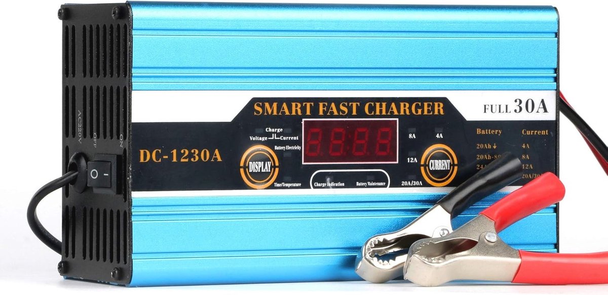 12V 30A Acculader Met Digitale Weergave - Efficiënt Drietraps Oplaadsysteem