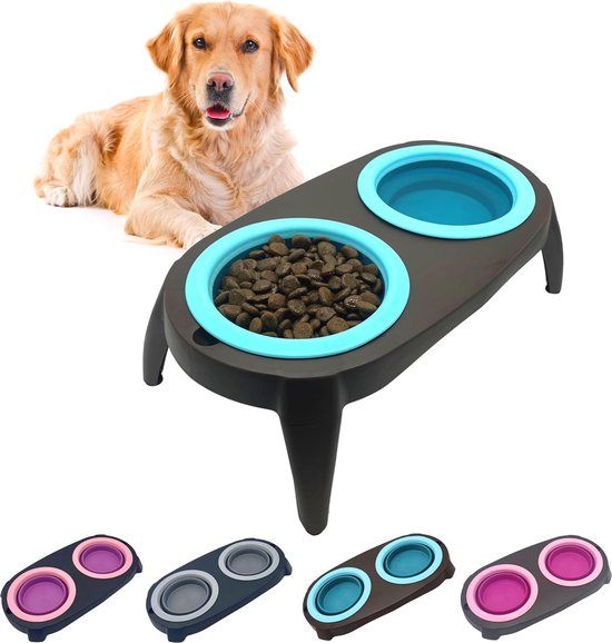 Navaris drinkbak of voerbak hangend 1550 ml - 18 cm - Hang aan een kooi of bench - Voor kleine hond of kat - Voederbak met 2 haken en 2 klemmen