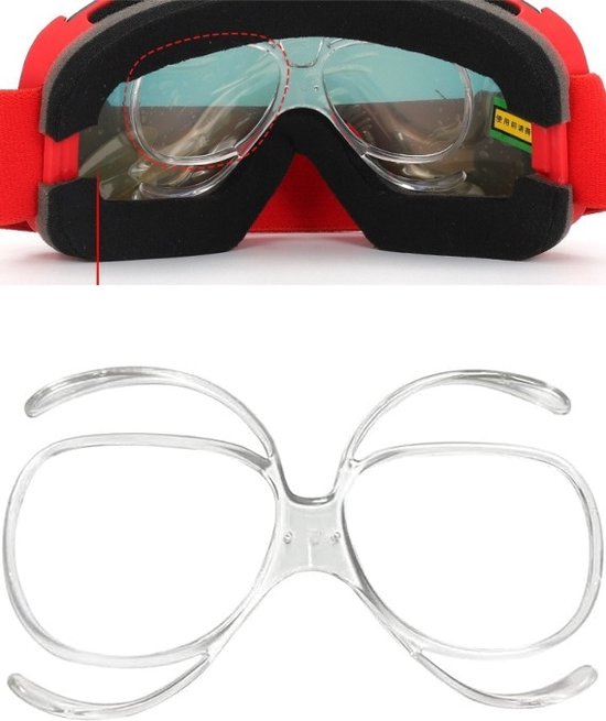 Foto: Brilmontuur voor skibril snowboardbril optische adapter voor brildragers universeel formaat voor snowboard en motorbril transparant