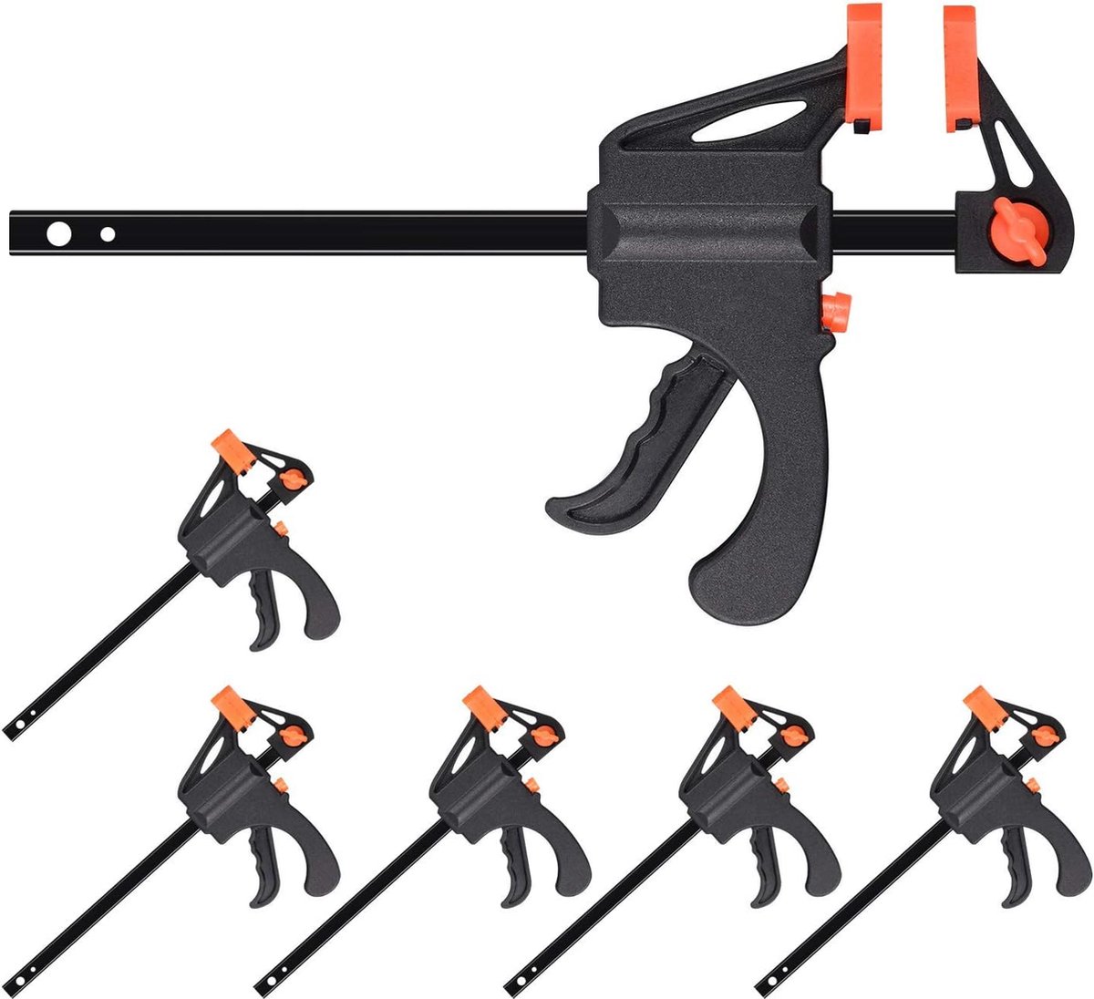 6 stuks 10 cm houtbewerkingsklemmen grip klemmen, snelgreep en snelspanner, bediening met één hand voor het rachet bar klem voor hout snel