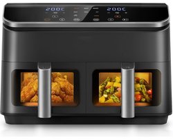 MKSS® Dubbele Airfryer XXXL - Duo Heteluchtfriteuse - Geschikt voor Accessoires - 8.5L - Zwart