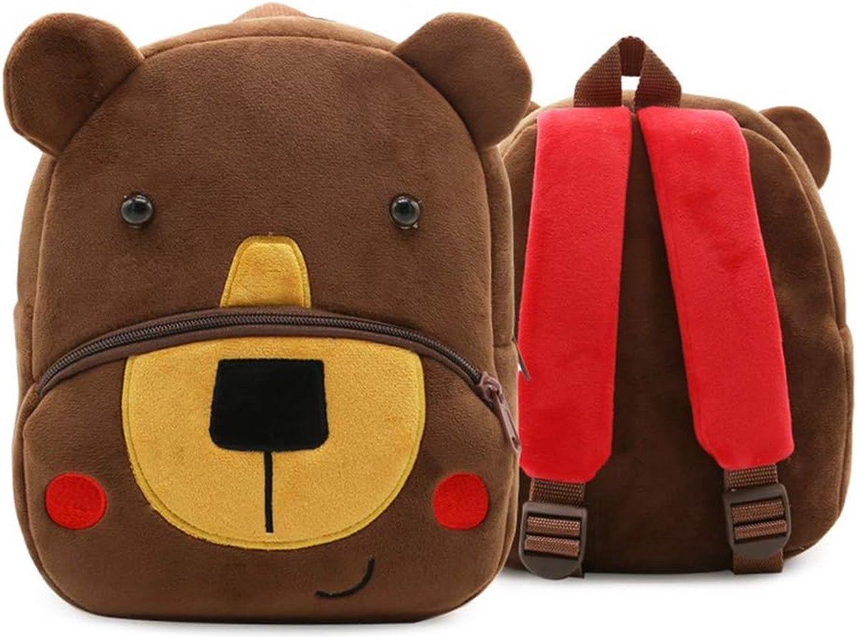 BoefieBoef Beer Kinder Rugzak - Zacht Pluche Peuter-Kleuter Dieren Rugtas - Lengte 80-120 cm 0-5 jaar - Ergonomisch & Wasbaar - Baby Backpack - Jongen of Meisje - Cadeau Verjaardag, Sinterklaas & Kerst - Gymtas, Schooltas, Boekentas & BSO - Bruin