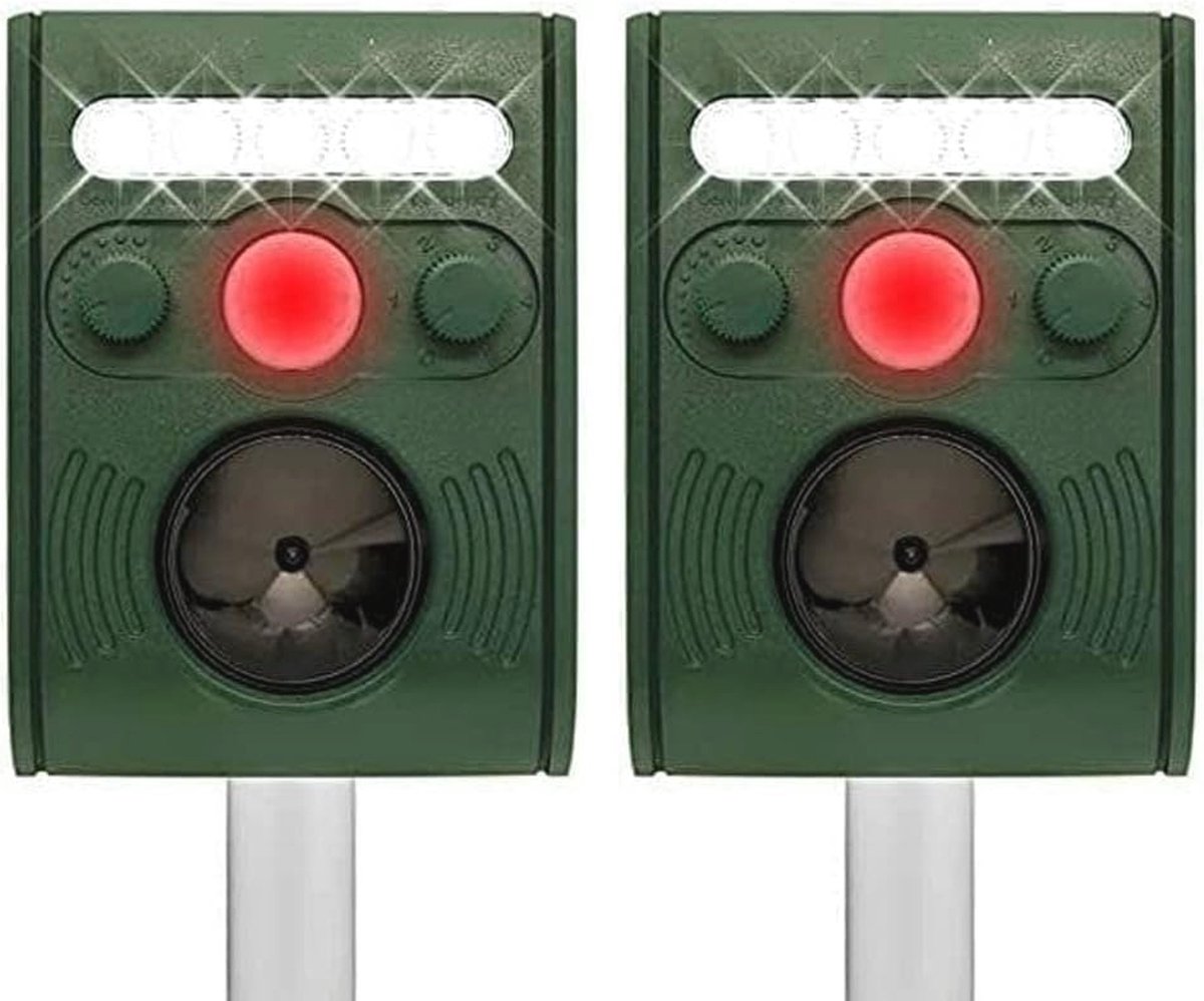 Zonne-energie Kattenverjager - Ultrasoon Dierenafschrikmiddel met Bewegingssensor en LED-flitsen