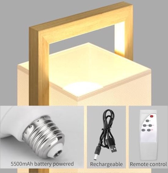Klighten Dimbare led-tafellamp, draadloze touch-oplaadbare draagbare tafellamp met USB-laadstation, 3000 K, waterdicht, tafellamp voor binnen en buiten, terras, decoratie, roestkleurig