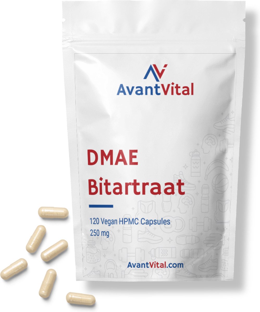 Goedkoopste DMAE Bitartraat - 250 mg - 120 Vegan Capsules - AvantVital - Voedingssupplementen