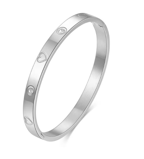 Aurélia Bracelet doré avec pierres Zirconia et coeurs Bracelet Femme Acier Inoxydable Bijoux-Cadeau- Bracelet Luxe Or