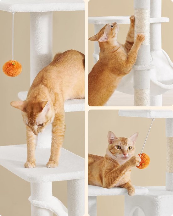 MAZAZU - Krabpaal - Voor Katten - Wit - 55x45x143 cm
