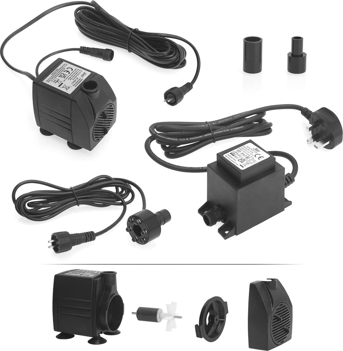 Dompelpomp 12V AC 600L/H met LED-lichtring voor vijver, aquarium en fontein thumbnail 6