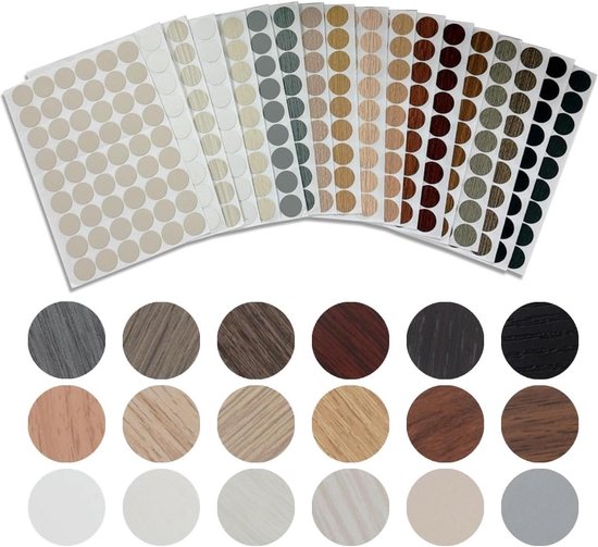 Schroefgatstickers afdekkappen zelfklevend | Ø 21 mm | schroefafdekking voor meubels | 18 stuks