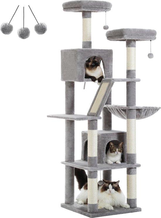 Kattenkrabpaal met sisal krabpalen 203 cm zwart en wit