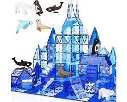 foto van Magnetic Tiles - Magnetisch Speelgoed - Magnetische Tegels - Educatief & Constructie - Montessori Speelgoed - 56 Stuks - Magnetische Bouwstenen - Magnetische Bouwblokken - Bouw je Magna Wereld - Kinderen - Olvy