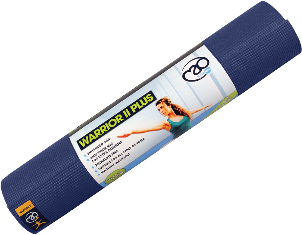 Fitness Mad - Warror II Plus - Yoga Mat - Blauw - 183 x 61 x 0.6 cm