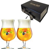 GreatGift® - Verres La Chouffe dans une boîte aimantée de Luxe - Paquet cadeau pour lui - Verre à bière - 2x Verre à bière La Chouffe Original