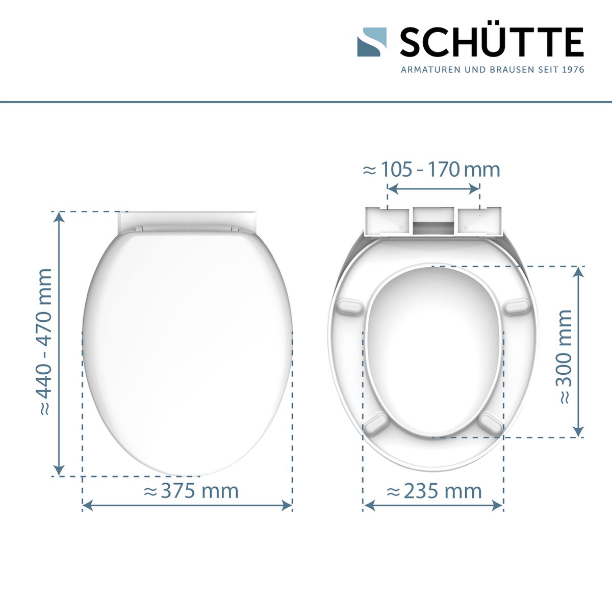 SCHÜTTE Wc-bril Duroplast, toiletbril met softclosemechanisme en snelsluiting voor eenvoudige reiniging, geschikt voor alle gangbare toiletpotten, maximale belasting van de wc-bril 150 kg, wit