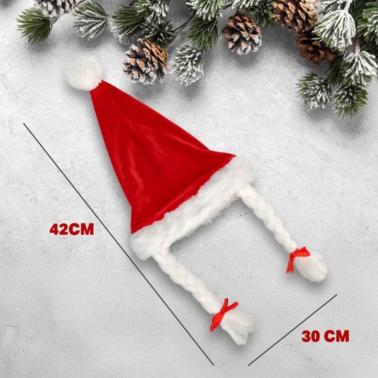 Bonnet pour se déguiser en Mère Noel - Bonnet avec tresses