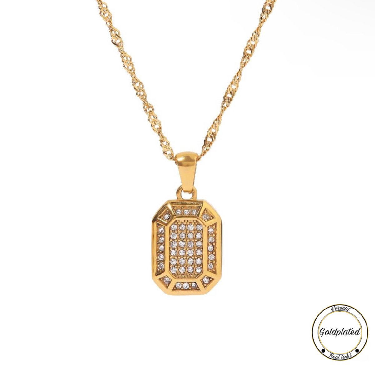 Soraro Full Zirkonia Ketting | Goudkleurig | Plaat | Dames Ketting | Vrouwen Ketting | Zirkonia | Elegante Ketting | Cadeau Voor Haar | Verjaardag Cadeau