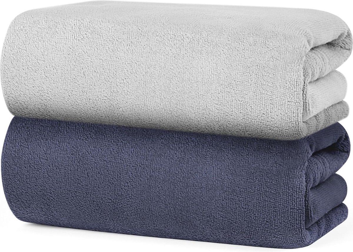 Handdoeken - Handdoekset - set van 2- Grijs - 70x140cm